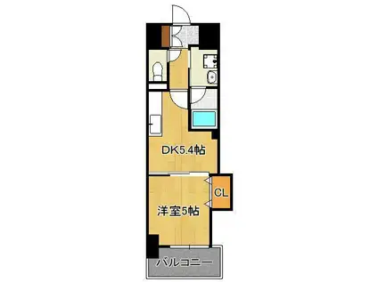 THE SQUARE PLATINUM RESIDENCE(1DK/2階)の間取り写真