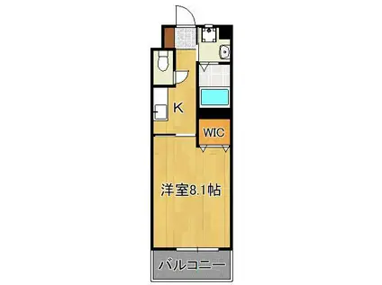 ルミエドール戸畑(1K/2階)の間取り写真