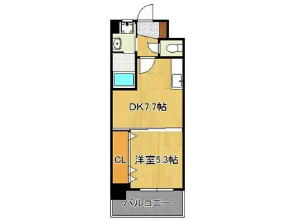 ルミエドール戸畑(1DK/4階)の間取り写真