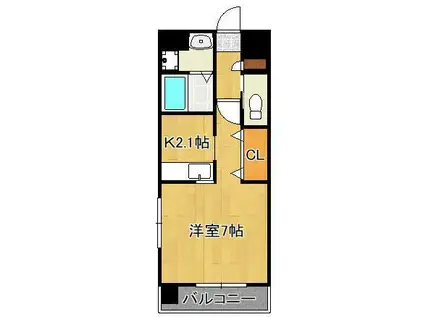 ルナ・グランデ(1K/4階)の間取り写真