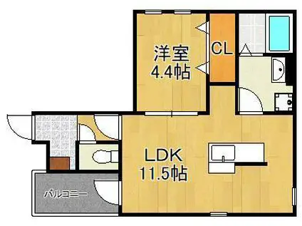 COCONICO九工大前(1LDK/1階)の間取り写真