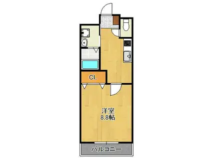 アンリウ・アペゼ(1K/2階)の間取り写真