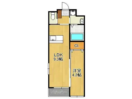 ベルクグランツ戸畑駅前(1LDK/1階)の間取り写真