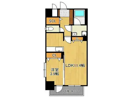 レジデンス枝光(1LDK/6階)の間取り写真