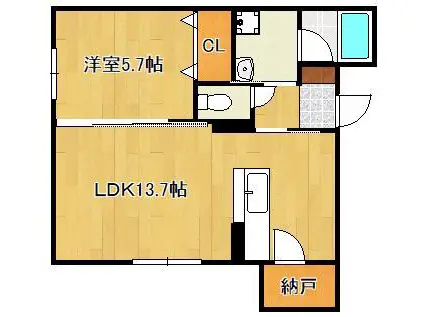 アンセルモ祇園(1LDK/2階)の間取り写真