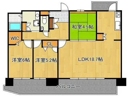ブロッサム・ベルジュ戸畑 704(3LDK/7階)の間取り写真