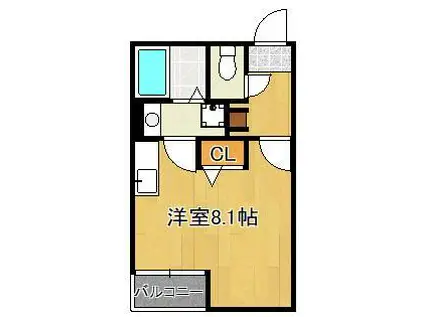 SOU.LEAF九工大前(ワンルーム/2階)の間取り写真