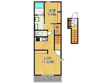 ポルテ・コート(1LDK/2階)の間取り写真