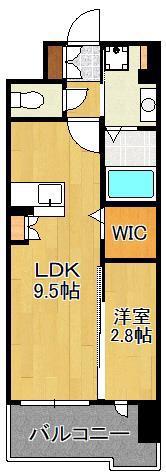 グランヒルズ戸畑(1LDK/8階)の間取り写真