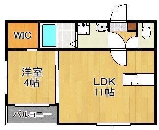 BRAVE BASE戸畑(1LDK/1階)の間取り写真