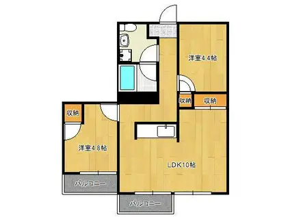 MOON中原東B(2LDK/4階)の間取り写真