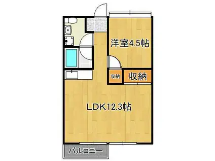 MOON中原東B(1LDK/3階)の間取り写真