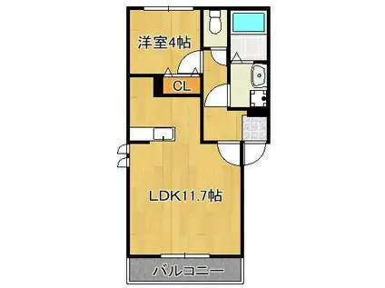 AUTUNNO中原西Ⅱ(1LDK/3階)の間取り写真