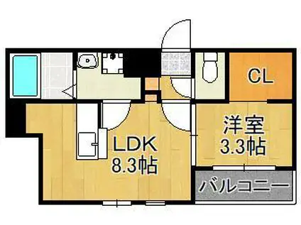 クロノ戸畑Ⅱ(1LDK/2階)の間取り写真