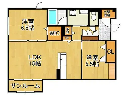 シャーメゾン華みずき(2LDK/1階)の間取り写真