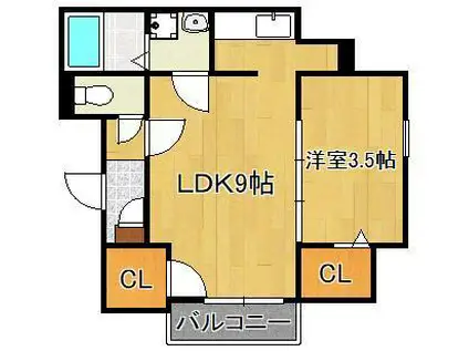 CALM戸畑(1LDK/3階)の間取り写真