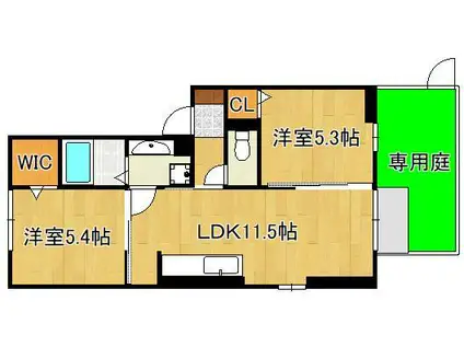 ルシオル鞘ヶ谷(2LDK/1階)の間取り写真