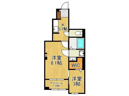 カミング小芝C(2K/1階)の間取り写真