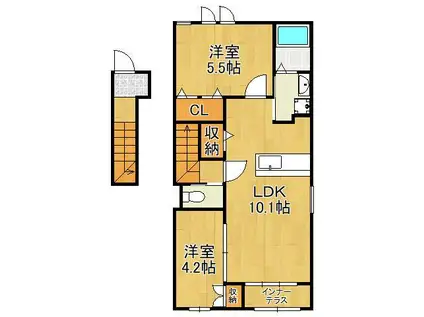 ヴェルジュ菅原Ⅱ(2LDK/2階)の間取り写真