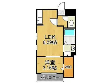 鹿児島本線 九州工大前駅 徒歩9分 3階建 築2年(1LDK/3階)の間取り写真