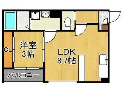 FIKA戸畑(1LDK/1階)の間取り写真