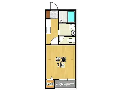 PREMIAGE桃園公園(1K/2階)の間取り写真