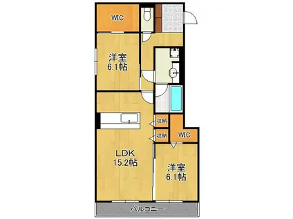 D-ROOM八幡駅前(2LDK/2階)の間取り写真