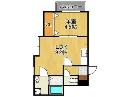 THE NOBLES 戸畑Ⅰ(1LDK/3階)の間取り写真