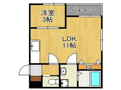 THE NOBLES 戸畑Ⅱ(1LDK/1階)の間取り写真