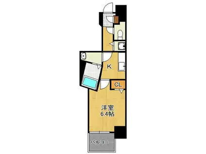 アベニール幸(1K/9階)の間取り写真
