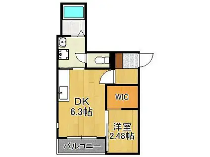 ダイヤモンドライフ戸畑駅前(1DK/2階)の間取り写真