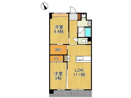 ウイングス西本町(2LDK/2階)の間取り写真