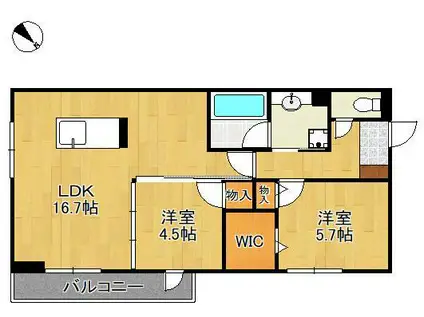 D-ROOM浅生(2LDK/2階)の間取り写真