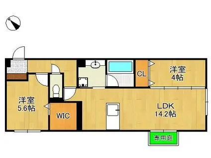 D-ROOM浅生(2LDK/1階)の間取り写真