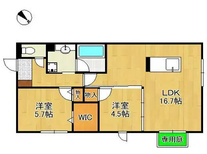 D-ROOM浅生(2LDK/1階)の間取り写真