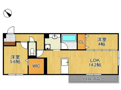 D-ROOM浅生(2LDK/2階)の間取り写真