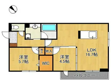 D-ROOM浅生(2LDK/2階)の間取り写真