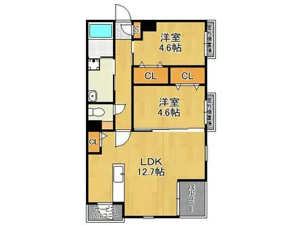 MON665(2LDK/5階)の間取り写真