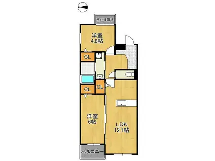 MON665(2LDK/4階)の間取り写真