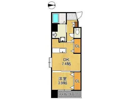 アルゴヴィラージュ天神Ⅱ(1DK/11階)の間取り写真