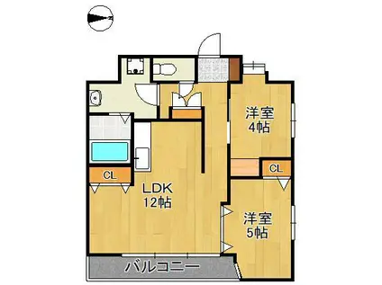 THE GRANDE HILLS(2LDK/6階)の間取り写真