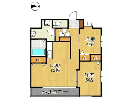 THE GRANDE HILLS(2LDK/9階)の間取り写真