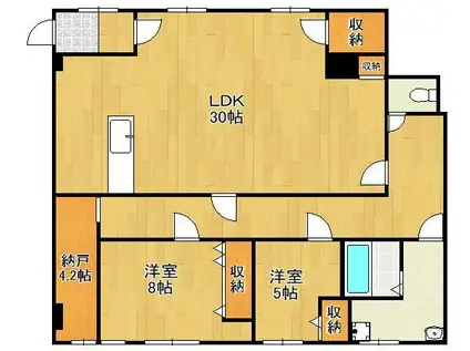 ベルガ前田(2SLDK/3階)の間取り写真