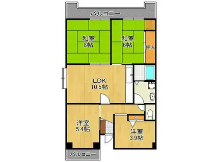 グランコート到津(4LDK/10階)の間取り写真