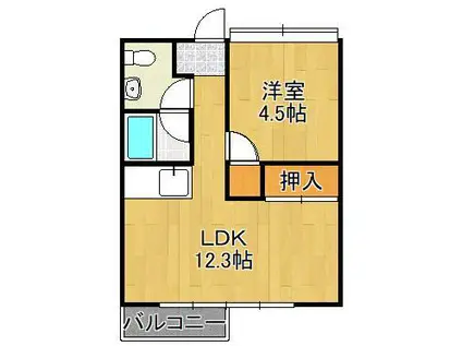 MOON中原 A棟(1LDK/3階)の間取り写真