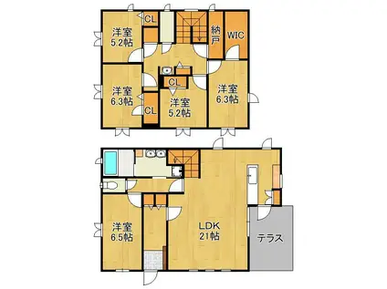 鹿児島本線 九州工大前駅 徒歩12分 2階建 築5年(5LDK)の間取り写真
