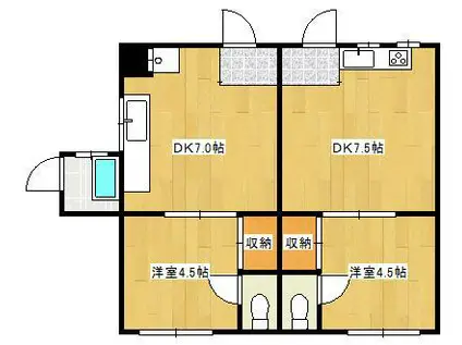 サクラテラス戸畑(1DK/1階)の間取り写真