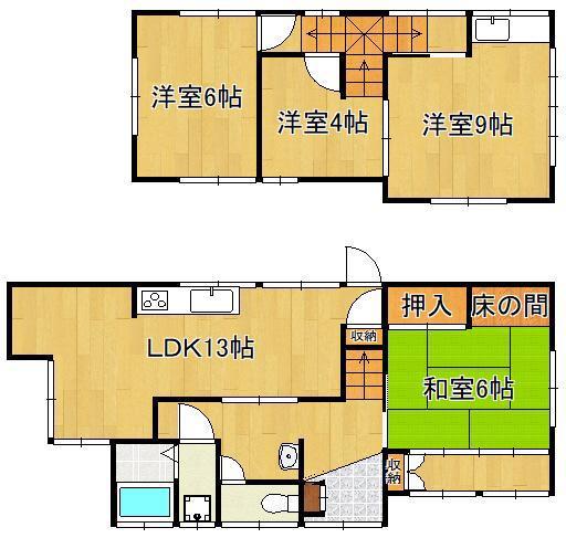 鹿児島本線 戸畑駅 徒歩12分 2階建 築53年(4DK)の間取り写真