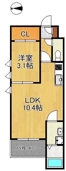 プルーム中原東(1LDK/1階)の間取り写真
