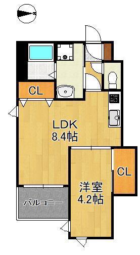 プルーム中原東(1LDK/1階)の間取り写真